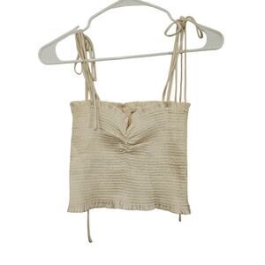 Reset by Jane Tallulah Cami Cream Crop Size Medium Sweetheart neckline Smocked
